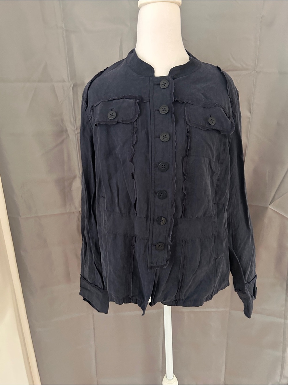 Emanuel Ungaro Navy Button-Front Utility Jacket
